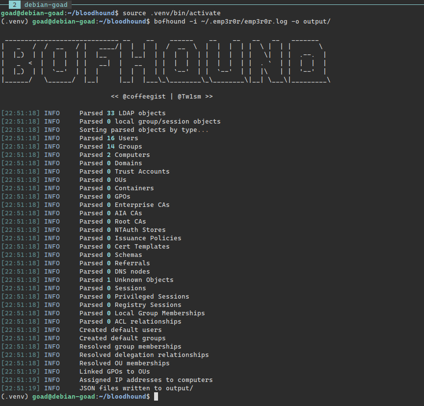 bofhound converts BOF output into BloodHound data