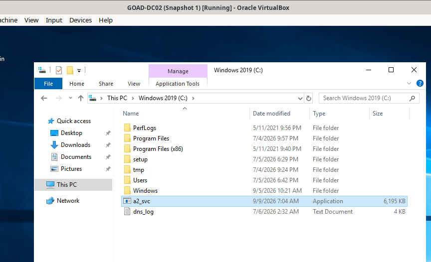 a2_svc.exe verified on the DC