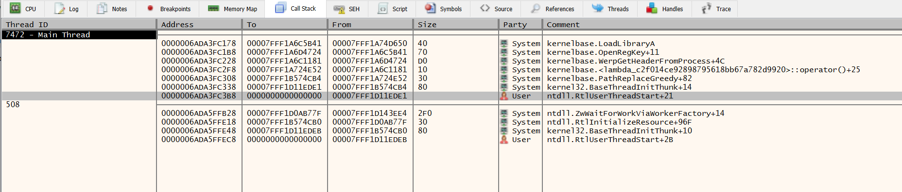 spoofed call stack