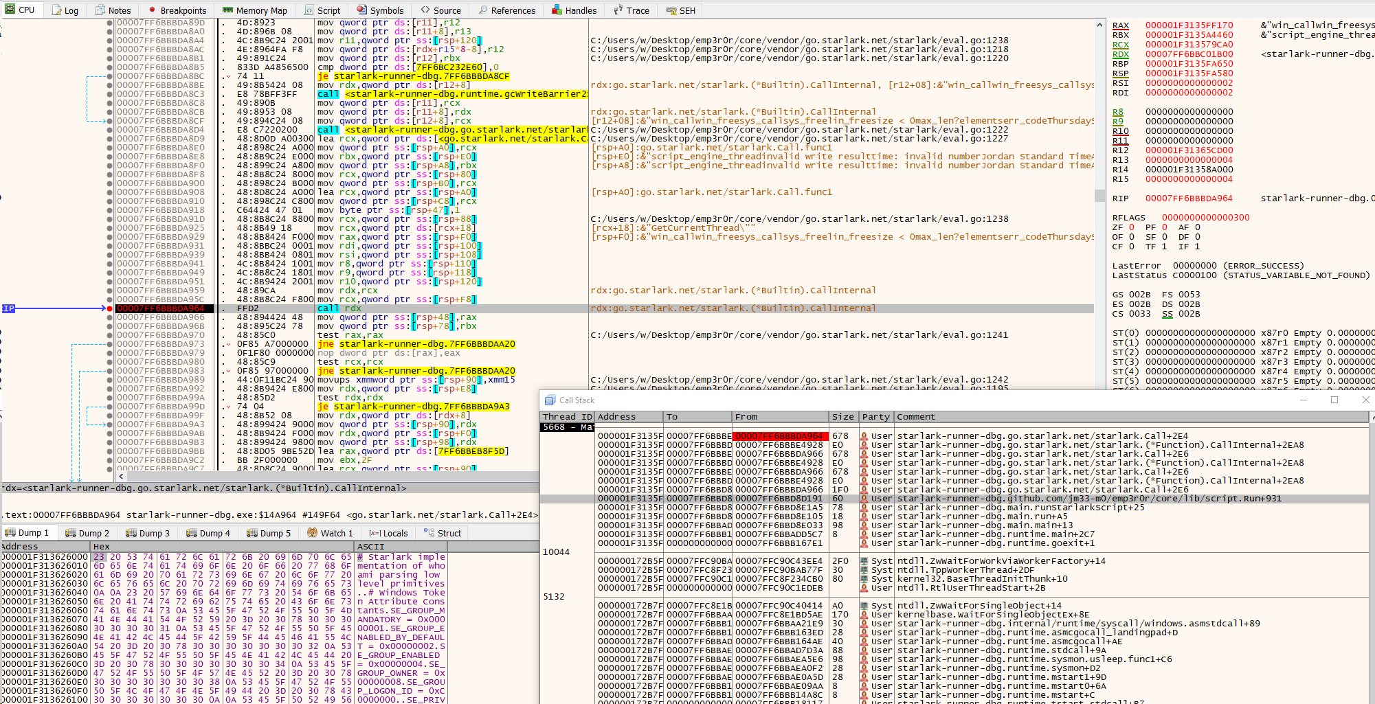 Starlark call stack